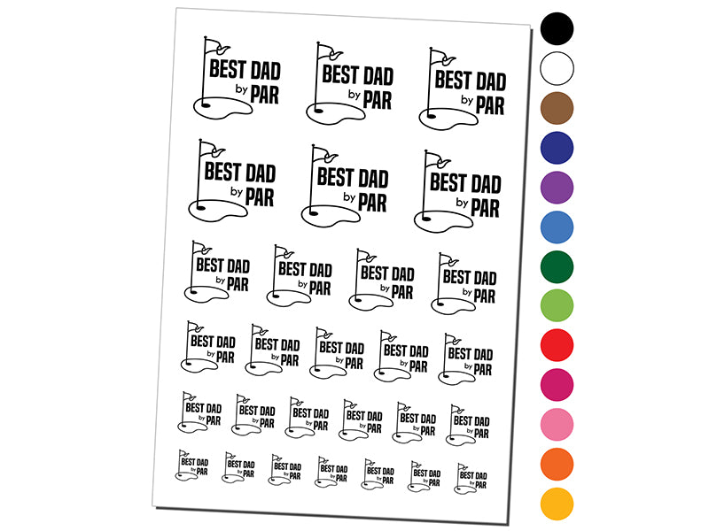 Best Dad by Par Father's Day Golf Course Temporary Tattoo Water Resistant Fake Body Art Set Collection