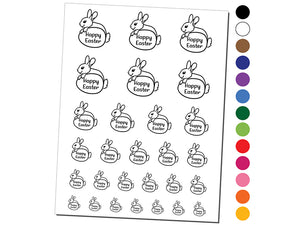 Happy Easter Bunny Behind Egg Temporary Tattoo Water Resistant Fake Body Art Set Collection