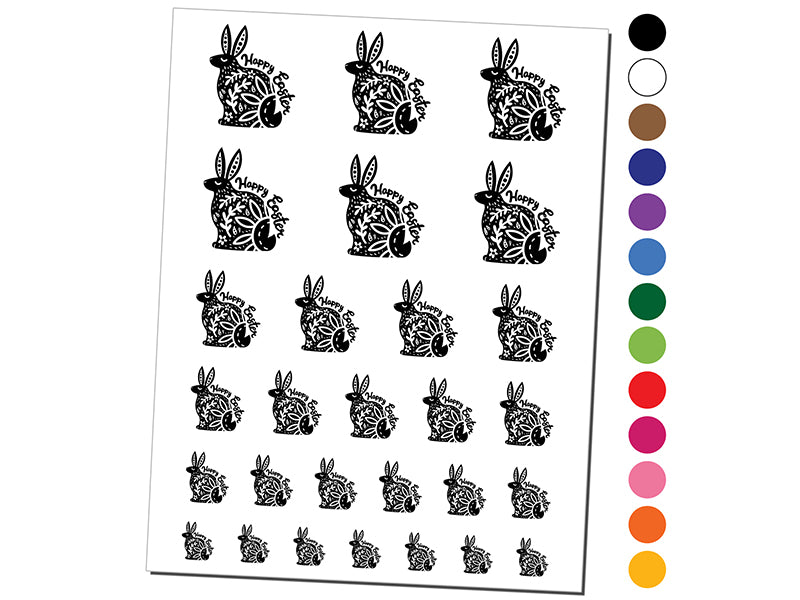 Happy Easter Floral Designer Bunny Temporary Tattoo Water Resistant Fake Body Art Set Collection