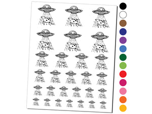 Alien UFO Abducting a Cow Temporary Tattoo Water Resistant Fake Body Art Set Collection