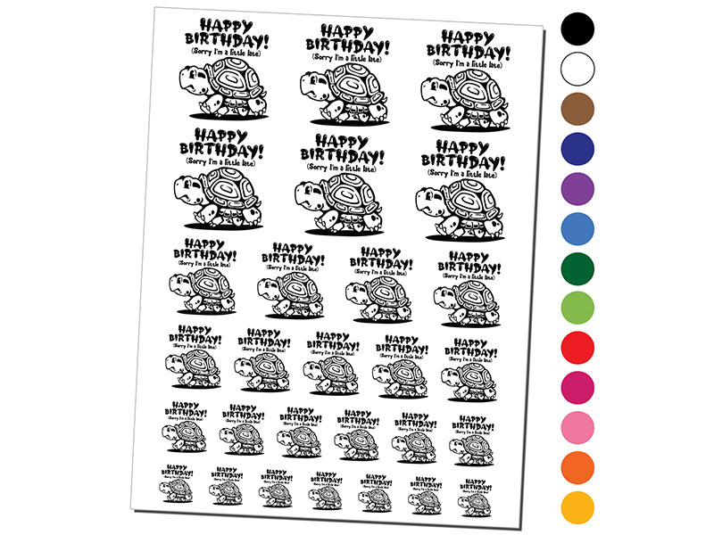 Happy Birthday Late Turtle Temporary Tattoo Water Resistant Fake Body Art Set Collection