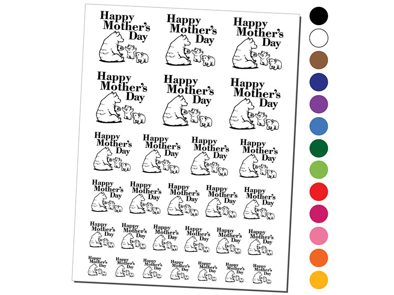 Happy Mother's Day Momma Bear with Cubs Temporary Tattoo Water Resistant Fake Body Art Set Collection