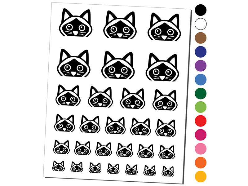 Peeking Siamese Cat Temporary Tattoo Water Resistant Fake Body Art Set Collection