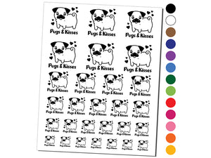 Pugs and Kisses Hugs Adorable Dog Hearts Temporary Tattoo Water Resistant Fake Body Art Set Collection