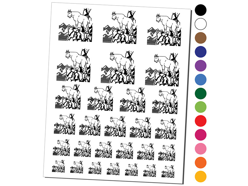 Rocky Mountain Goat on Ledge Temporary Tattoo Water Resistant Fake Body Art Set Collection