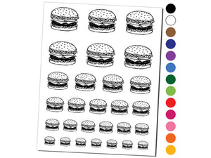 Delicious Hamburger Cheeseburger American Fast Food Temporary Tattoo Water Resistant Fake Body Art Set Collection