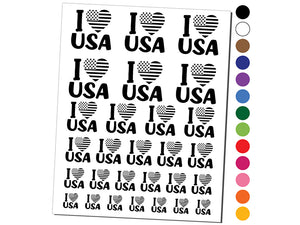I Heart Flag USA Patriotic Fourth of July Temporary Tattoo Water Resistant Fake Body Art Set Collection