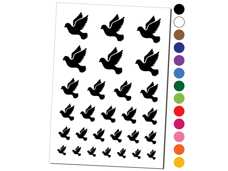 Dove Flying Silhouette Bird Temporary Tattoo Water Resistant Fake Body Art Set Collection