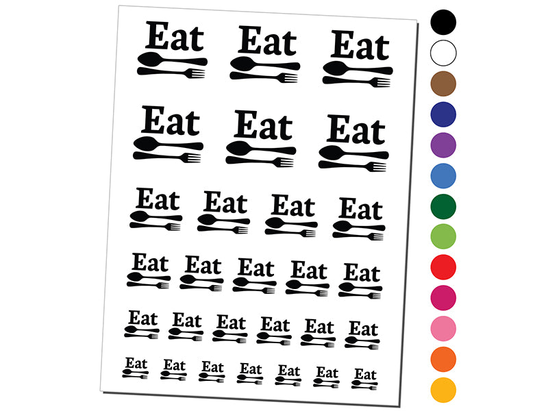 Eat Spoon and Fork Kitchen Temporary Tattoo Water Resistant Fake Body Art Set Collection