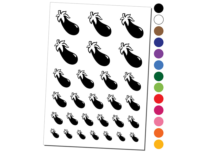 Eggplant Garden Vegetable Temporary Tattoo Water Resistant Fake Body Art Set Collection