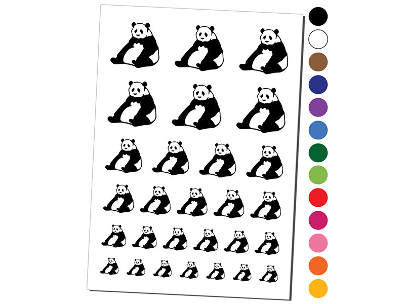 Giant Panda Bear Sitting Temporary Tattoo Water Resistant Fake Body Art Set Collection