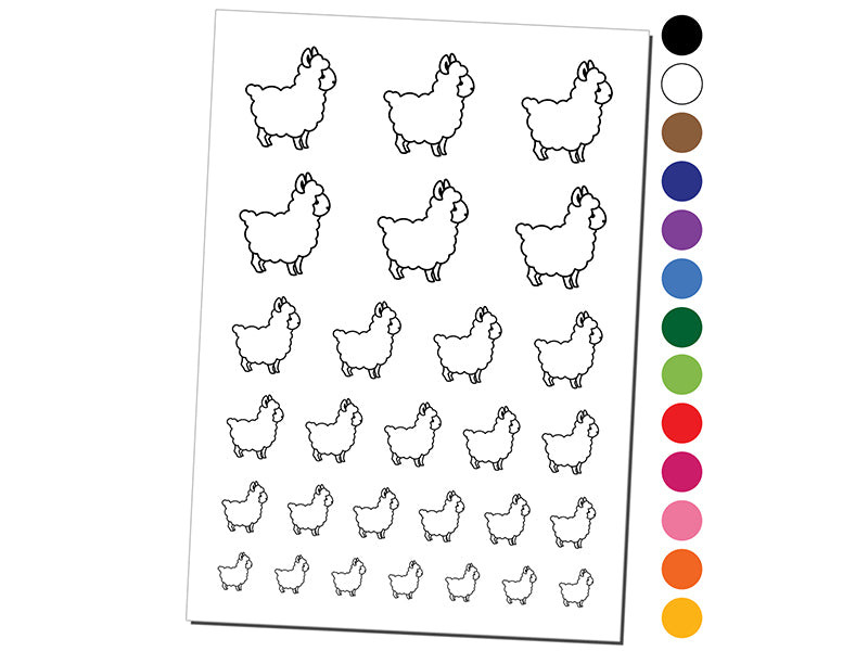 Llama Alpaca Chibi Temporary Tattoo Water Resistant Fake Body Art Set Collection