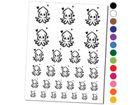 Cute Kawaii Squid with Hearts Sea Life Tentacles Temporary Tattoo Water Resistant Fake Body Art Set Collection