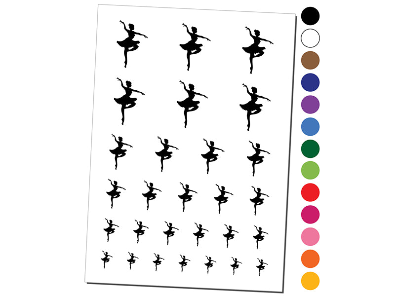 Ballerina Dancer in Tutu On Pointe Temporary Tattoo Water Resistant Fake Body Art Set Collection