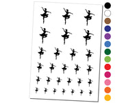 Ballerina Dancer in Tutu On Pointe Temporary Tattoo Water Resistant Fake Body Art Set Collection