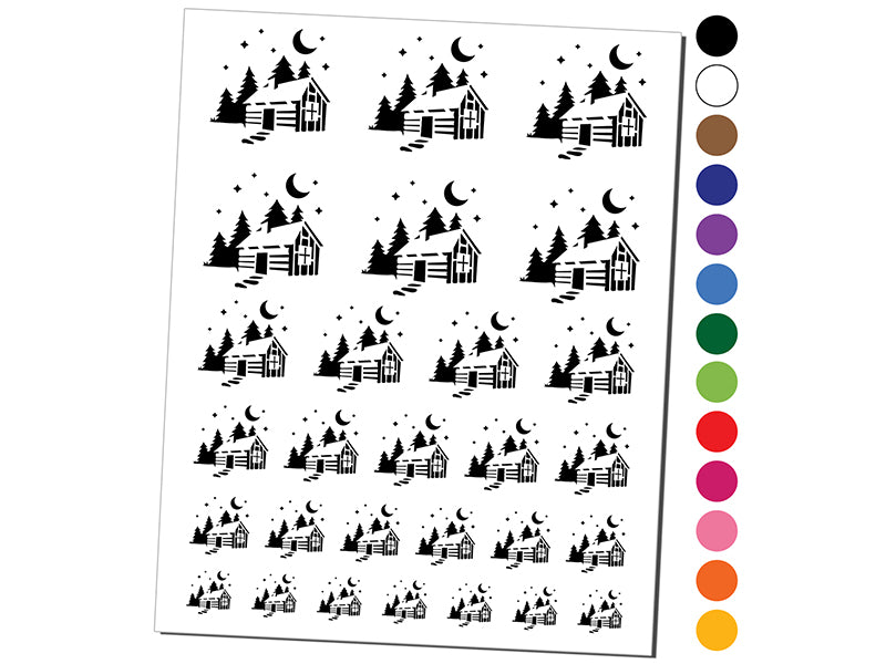 Cozy Log Cabin Outdoors Trees Woods Temporary Tattoo Water Resistant Fake Body Art Set Collection