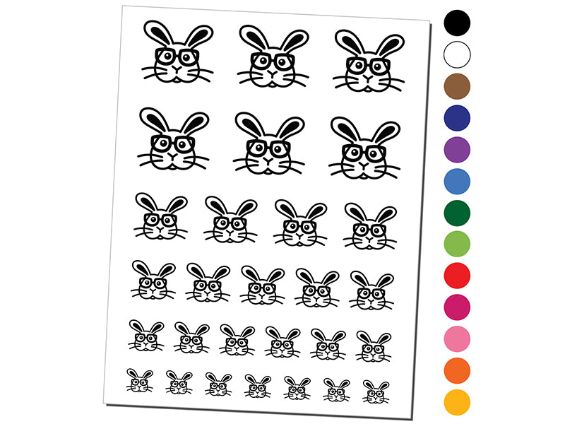 Bunny Rabbit Wearing Glasses Easter Temporary Tattoo Water Resistant Fake Body Art Set Collection