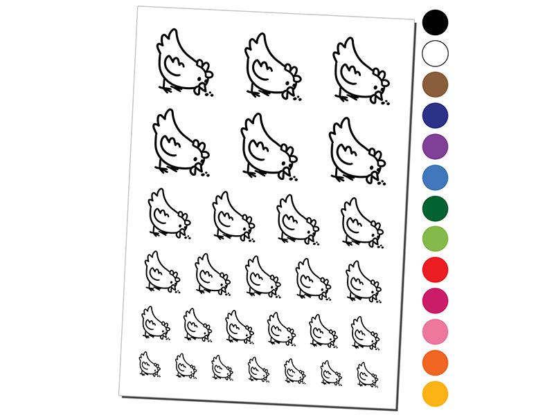 Cartoon Chicken Hen Pecking Ground Temporary Tattoo Water Resistant Fake Body Art Set Collection