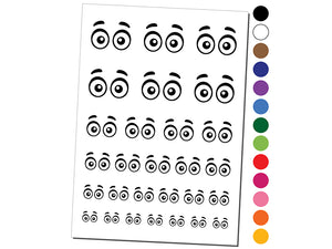 Cartoon Eyes Open Looking Forward Temporary Tattoo Water Resistant Fake Body Art Set Collection