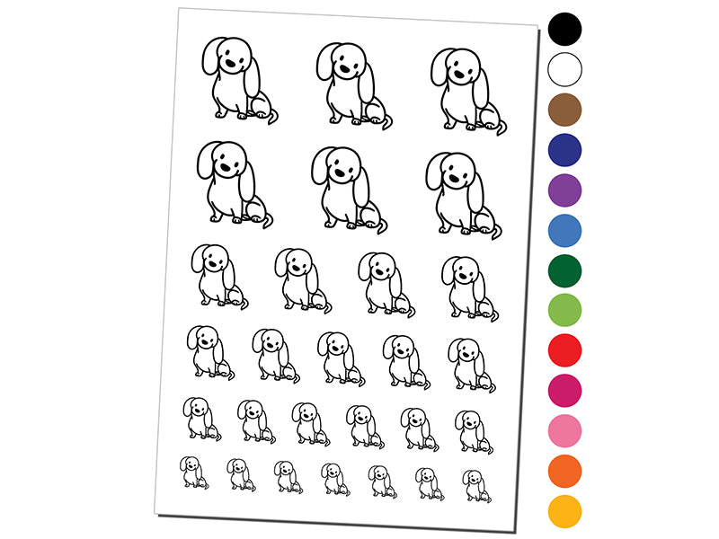 Dachshund Sitting Tilting Head Wiener Dog Temporary Tattoo Water Resistant Fake Body Art Set Collection