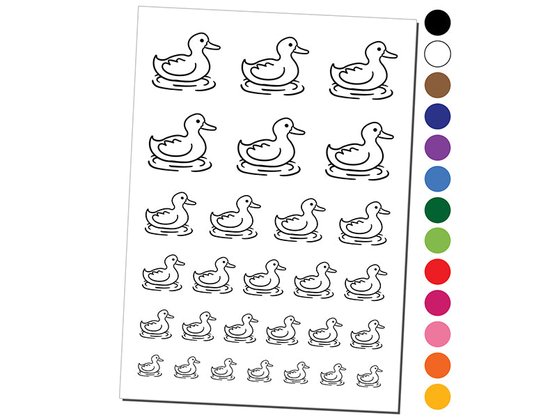 Delightful Duck Swimming on Water Temporary Tattoo Water Resistant Fake Body Art Set Collection