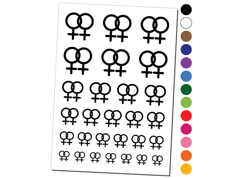 Doubled Female Sign Lesbian Gender Symbol Temporary Tattoo Water Resistant Fake Body Art Set Collection