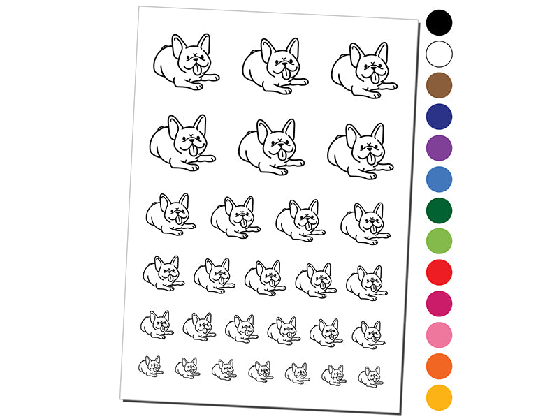 Frenchie Laying Down French Bulldog Dog Temporary Tattoo Water Resistant Fake Body Art Set Collection