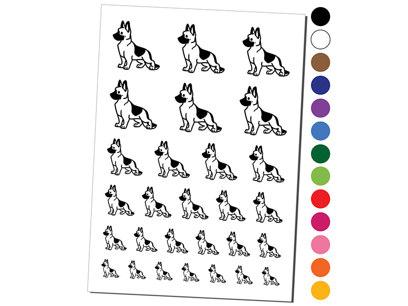 German Shepherd Standing Dog Temporary Tattoo Water Resistant Fake Body Art Set Collection