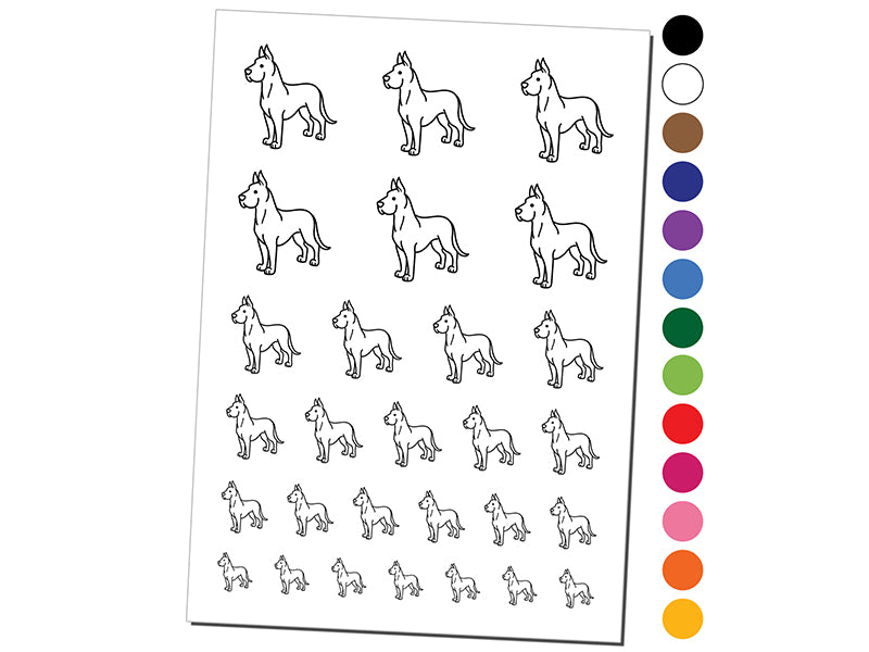 Great Dane Standing Dog Temporary Tattoo Water Resistant Fake Body Art Set Collection