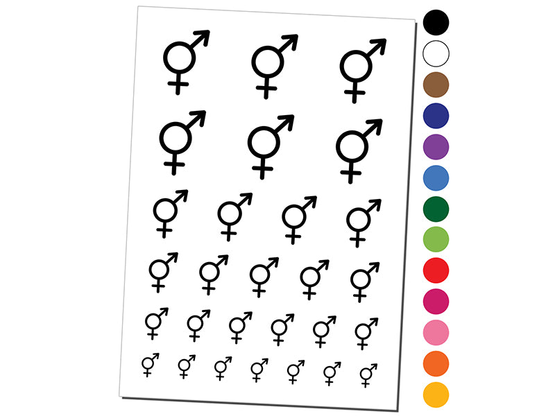 Male and Female Sign Intersex Androgynous Hermaphrodite Gender Symbol Temporary Tattoo Water Resistant Set Collection