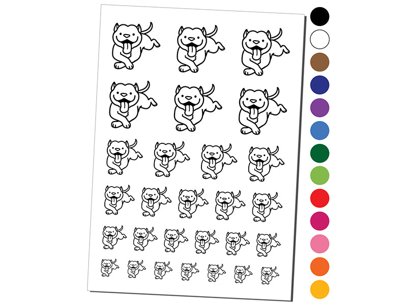 Pit Bull Happy Laying Down Dog Temporary Tattoo Water Resistant Fake Body Art Set Collection