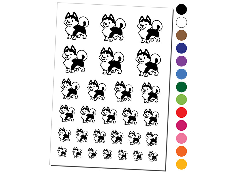 Siberian Husky Standing Dog Temporary Tattoo Water Resistant Fake Body Art Set Collection