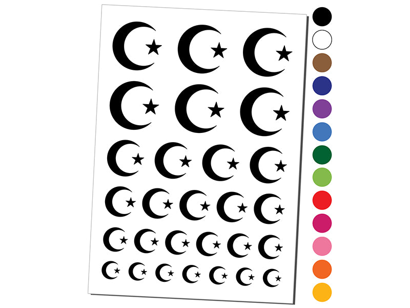 Star and Crescent Moon Islam Ottoman Temporary Tattoo Water Resistant Fake Body Art Set Collection