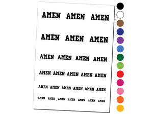 Amen Fun Text Prayer Praying Temporary Tattoo Water Resistant Fake Body Art Set Collection