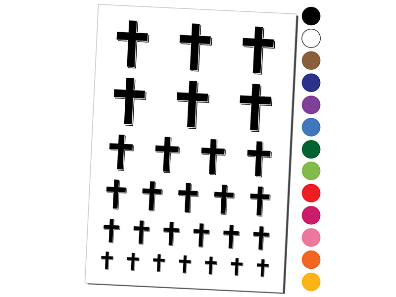 Cross with Shadow Christian Religion Temporary Tattoo Water Resistant Fake Body Art Set Collection