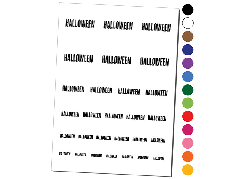 Halloween Drop Shadow Text Temporary Tattoo Water Resistant Fake Body Art Set Collection