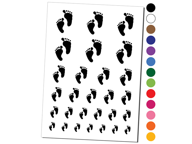 Cute Baby Footprints Silhouette Temporary Tattoo Water Resistant Fake Body Art Set Collection