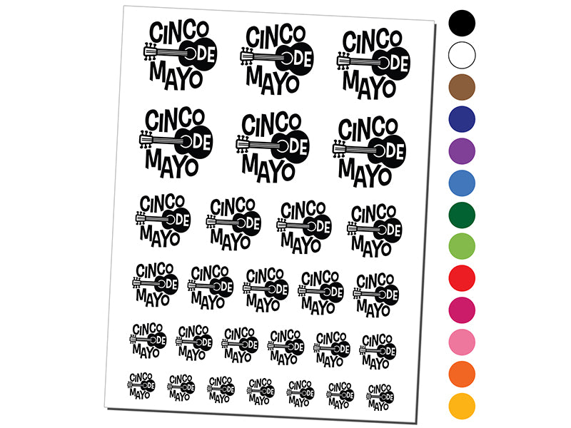 Cinco De Mayo Spanish Guitar Temporary Tattoo Water Resistant Fake Body Art Set Collection