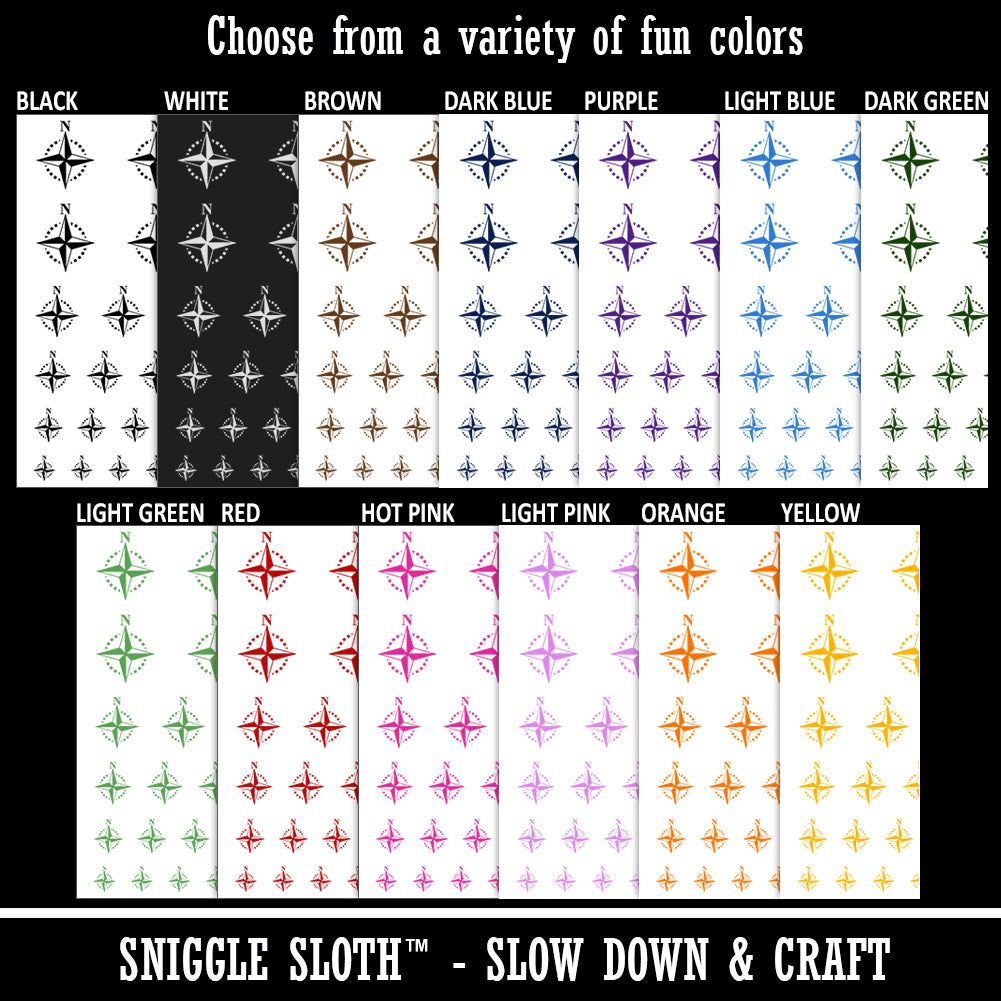 Sniggle Map Compass Rose Nautical Star Navigation Map Temporary Tattoo Water Resis ...