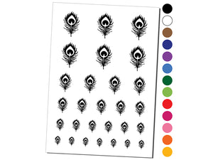Elegant Peacock Feather Temporary Tattoo Water Resistant Fake Body Art Set Collection