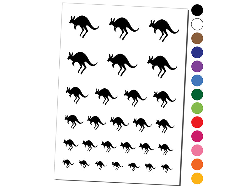 Leaping Red Kangaroo Silhouette Australian Marsupial Temporary Tattoo Water Resistant Fake Body Art Set Collection