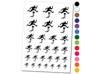 Man Jumping Over Hurdles Fitness Track and Field Temporary Tattoo Water Resistant Fake Body Art Set Collection