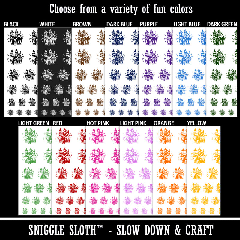 Spooky Scary Haunted House Mansion with Bats Broken Windows Temporary Tattoo Water Resistant Set Collection