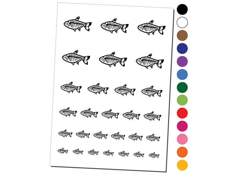 X-Ray Tetra Skeleton Fish Temporary Tattoo Water Resistant Fake Body Art Set Collection