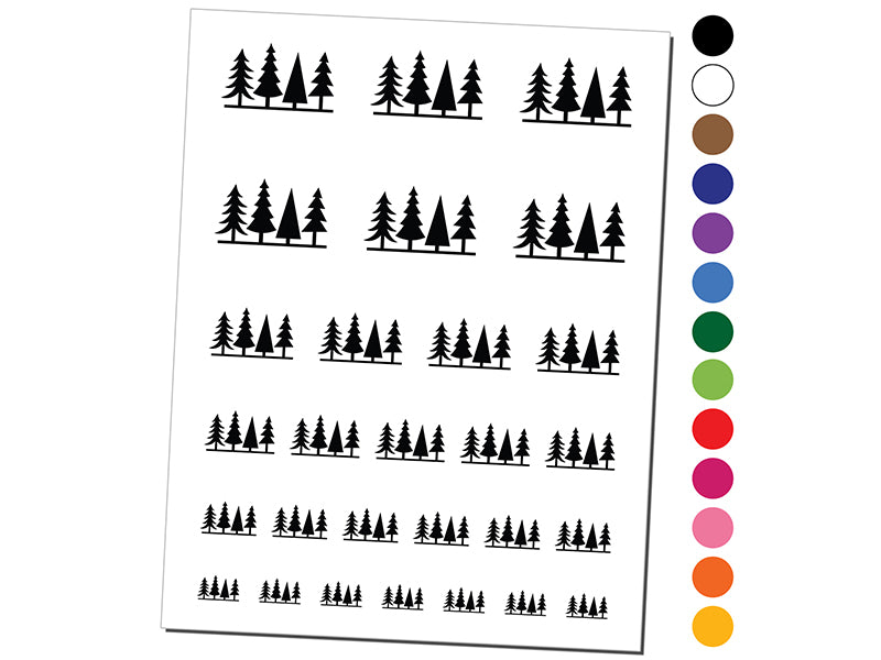 Group of Christmas Trees Temporary Tattoo Water Resistant Fake Body Art Set Collection