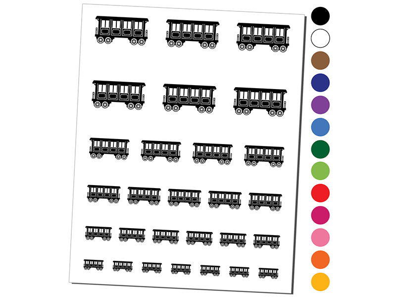 Classic Vintage Locomotive Train Passenger Car Temporary Tattoo Water Resistant Fake Body Art Set Collection