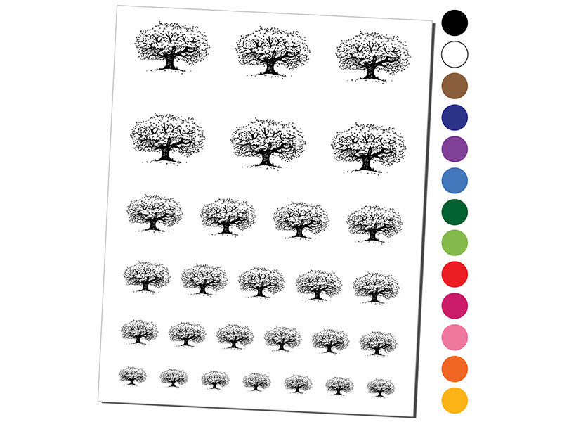 Sketchy Detailed Tree with Leaves Temporary Tattoo Water Resistant Fake Body Art Set Collection