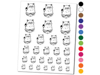 Chubby Happy Cat Sitting in Box Temporary Tattoo Water Resistant Fake Body Art Set Collection