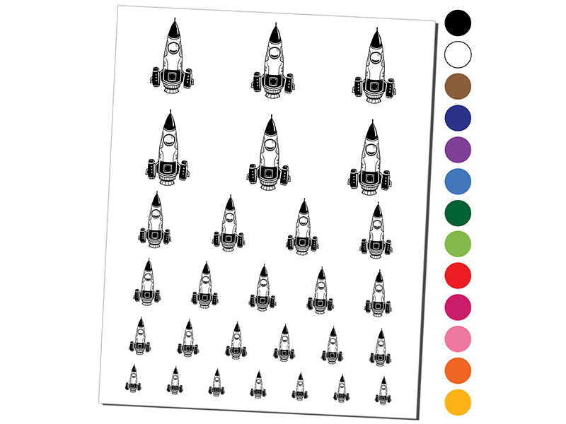 Rocket Space Ship Aircraft Science Fiction Temporary Tattoo Water Resistant Fake Body Art Set Collection