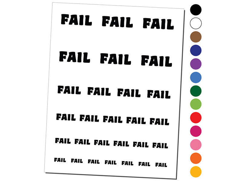 Fail Bold Text Test Inspection Temporary Tattoo Water Resistant Fake Body Art Set Collection